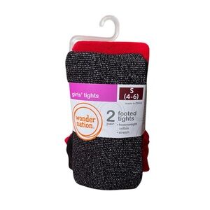 Wonder Nation Gold Lurex And Flat Red Footed Tights